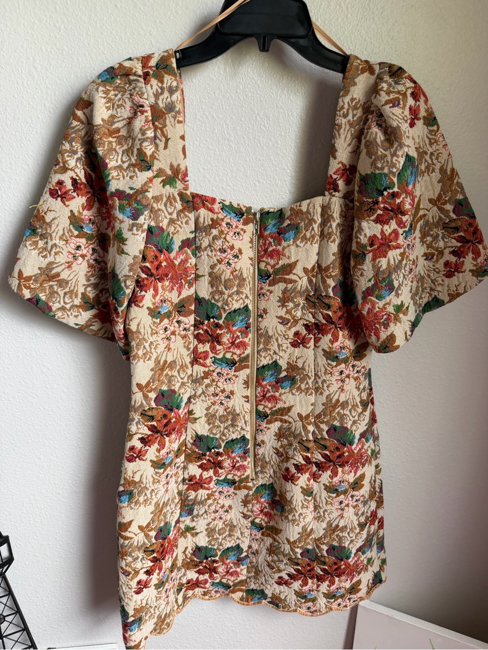 NWT Adelyn Rae Silvie Tapestry Square Neck Floral Puff Short Sleeve Sheath Dress - Picture 11 of 11